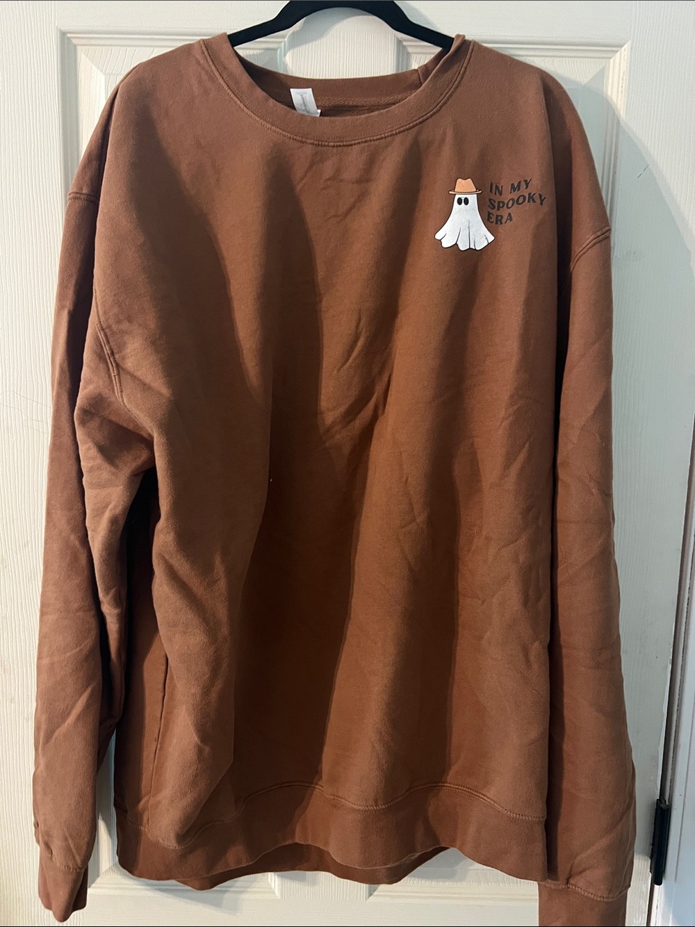 Brown Women’s Crewneck Sweatshirt with Ghost Graphic from Girl Tribe